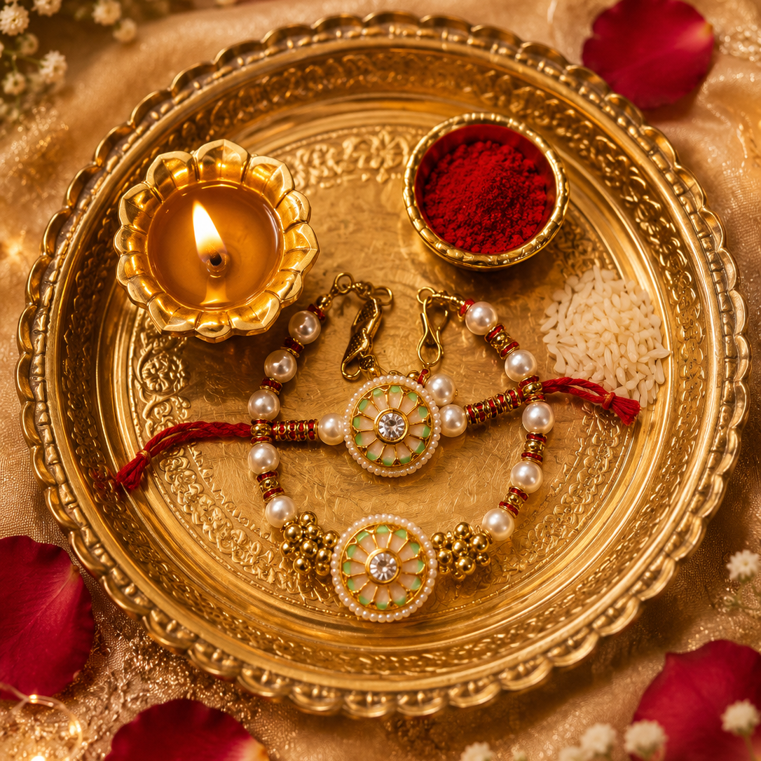 Bhai Bhabhi Rakhi | Pearl Blossom | Pair | 1169