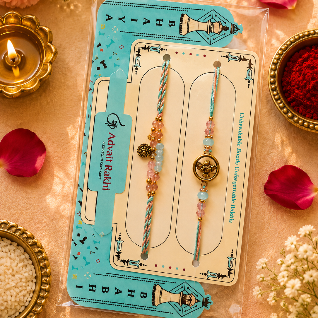 Bhai Bhabhi Rakhi | Pastel Peacock | Pair | 1177