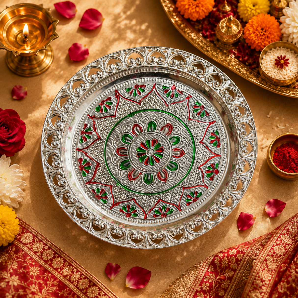 Pooja Thali | Silver Large | Single | 1164
