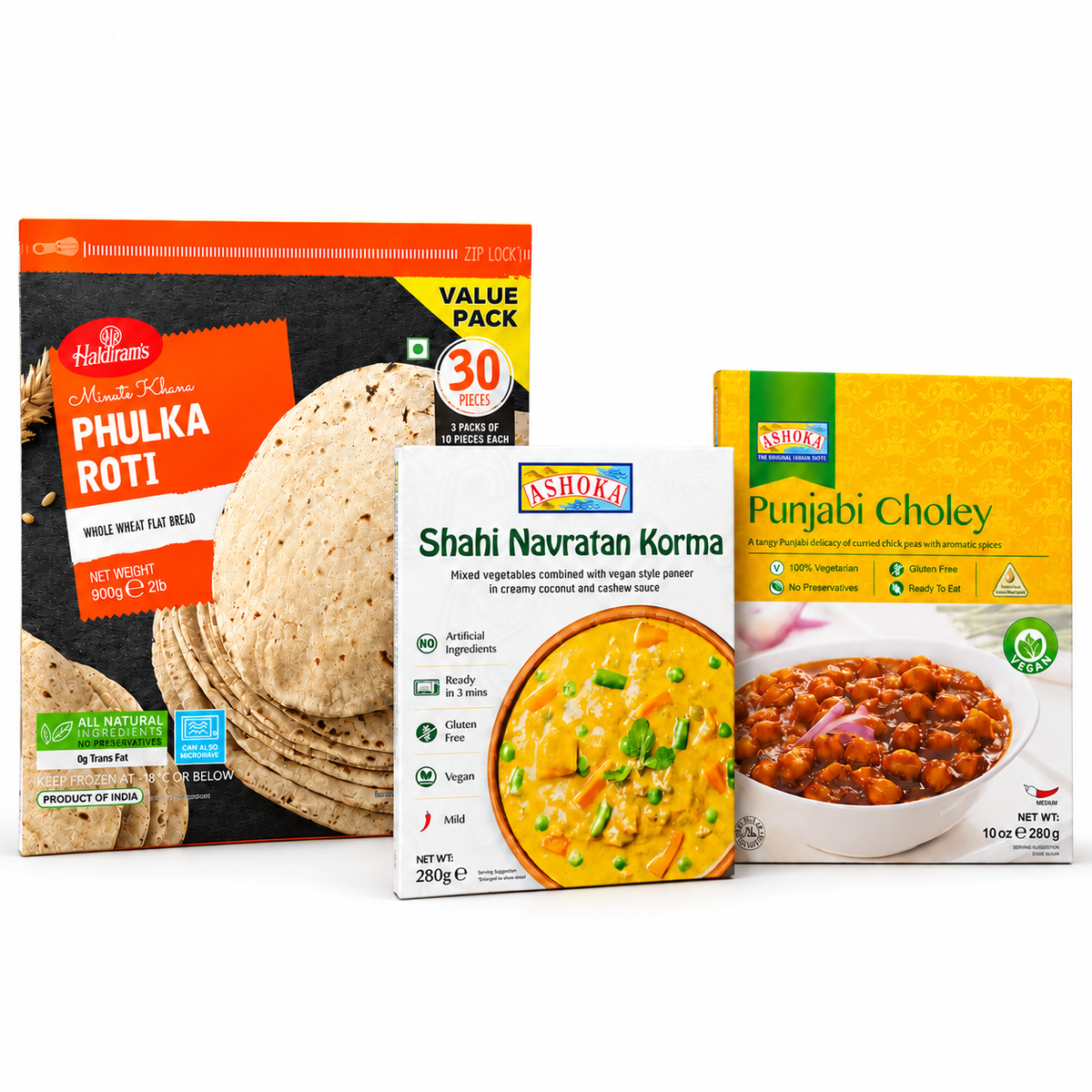 Phulka Roti and Ready Curry Dinner