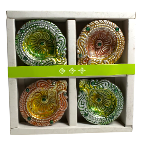 Coloured Coated Diya 1 - 4pcs