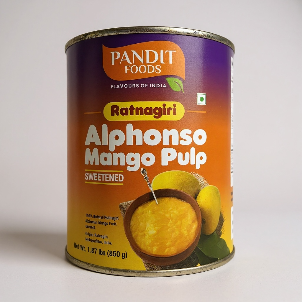 Pandit Foods Canned Sweetened Alphonso Mango Pulp