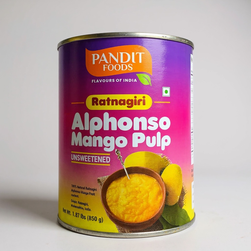 Pandit Foods Canned Unsweetened Alphonso Mango Pulp