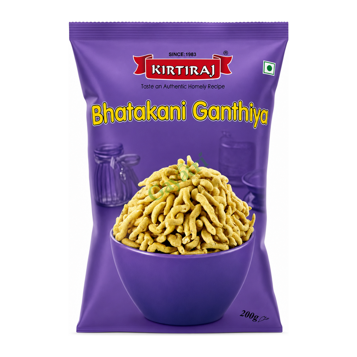 Bhatakani Ganthiya by Kirtiraj — front view showing product label and branding, studio product photo on white background