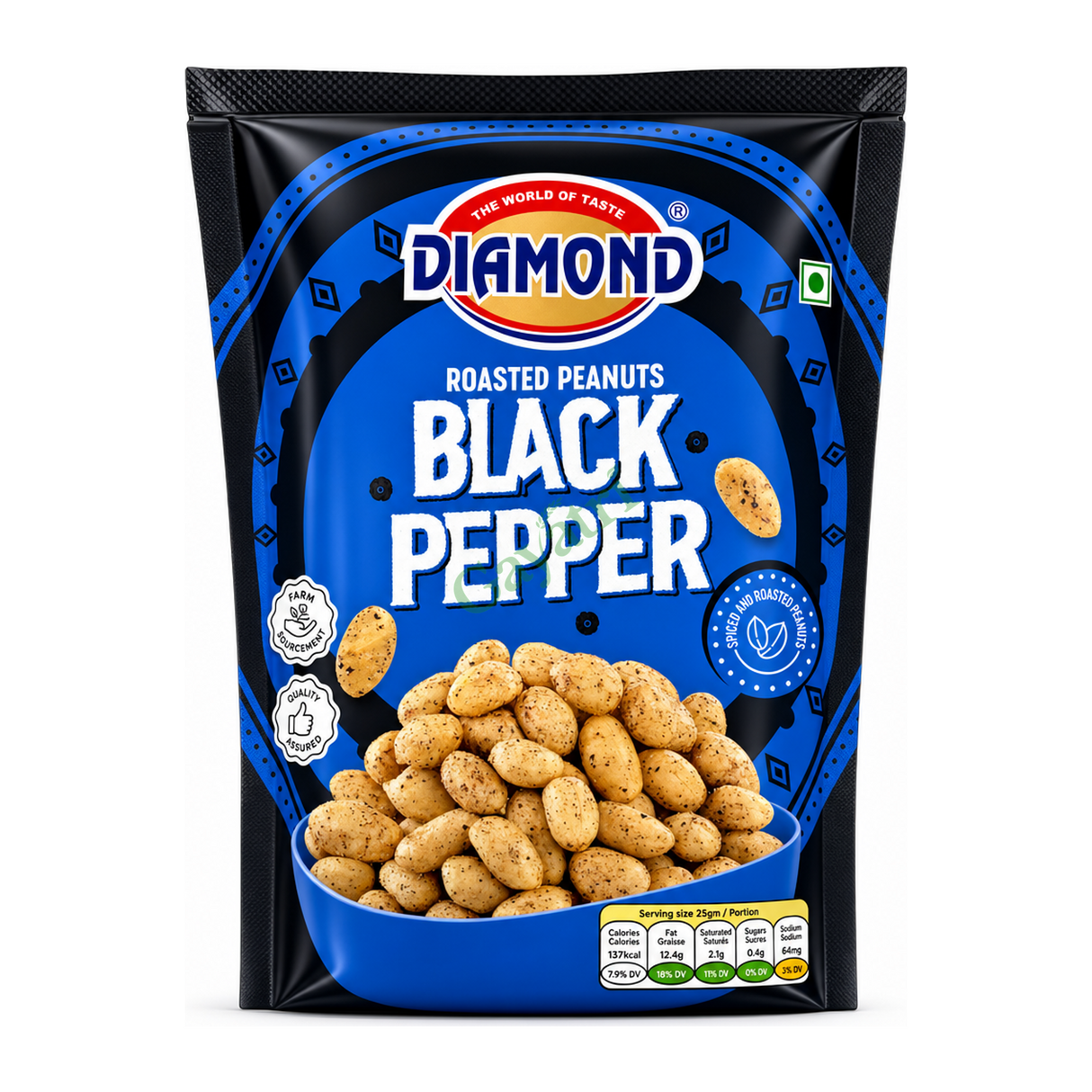 Roasted Peanuts Black Pepper Black Pepper by Diamond — front view showing product label and branding, studio product photo on white background
