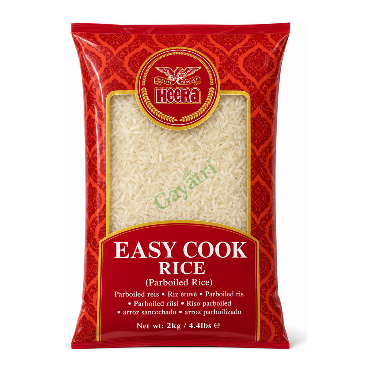 Easy Cook Rice (Parboiled Rice) Easy Cook by Heera — front view showing product label and branding, studio product photo on white background