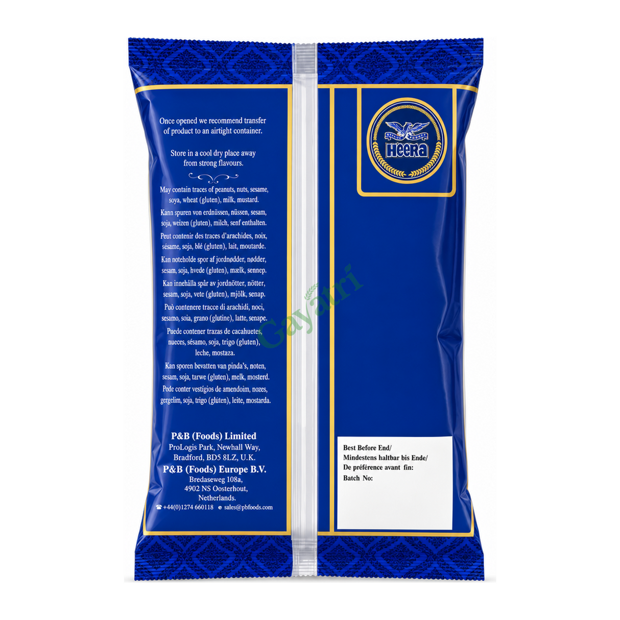 Buckwheat Flour (Kuttu Ka Atta) by Heera — back view showing ingredients and product details, studio product photo on white background