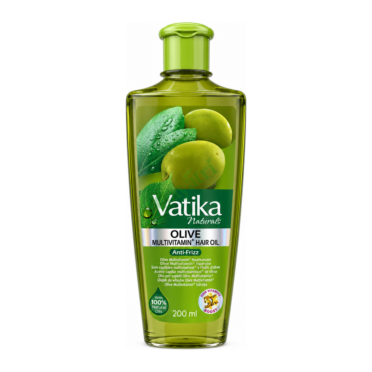 Vatika Naturals Olive Multivitamin+ Hair Oil Olive by Vatika — front view showing product label and branding, studio product photo on white background