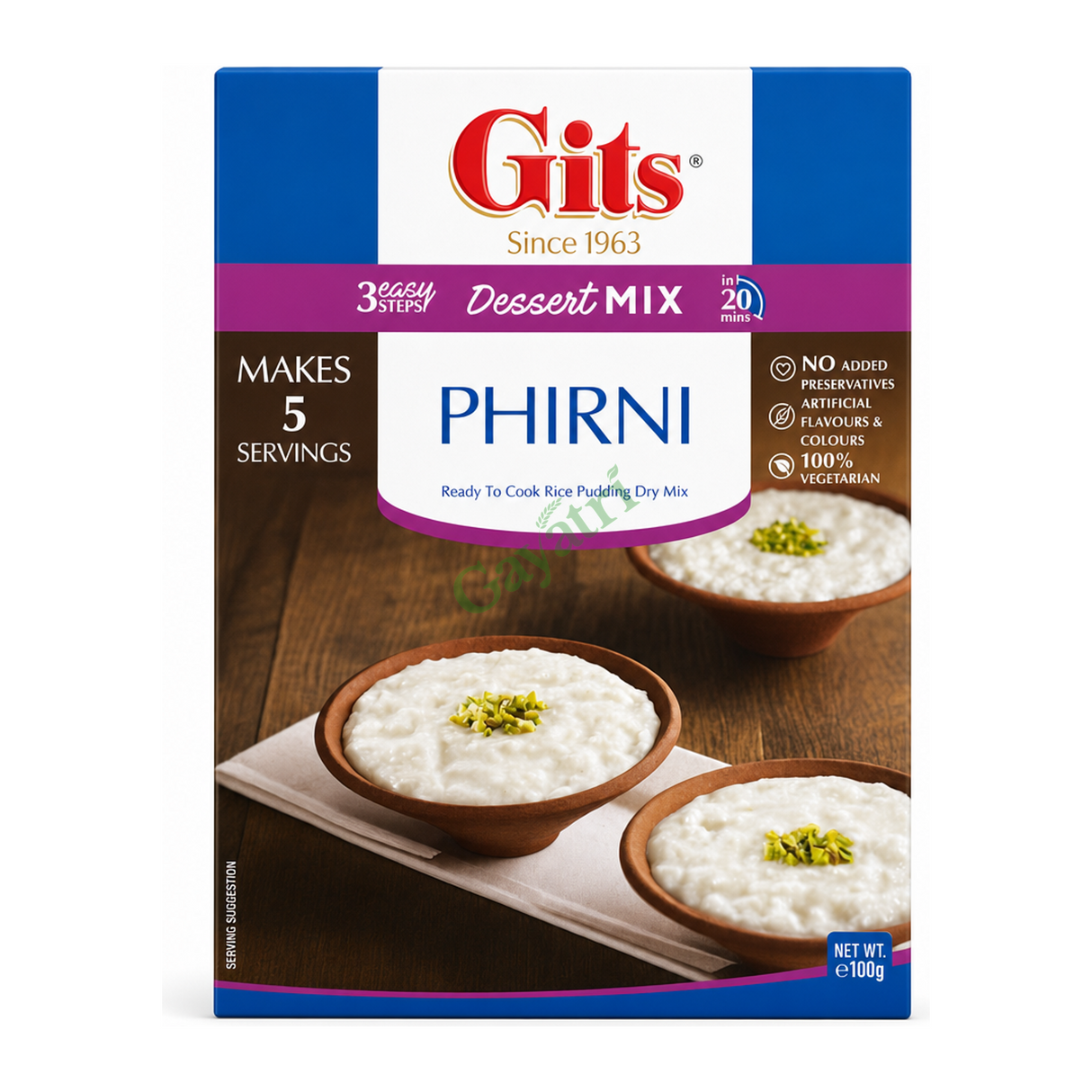Phirni Dessert Mix by Gits — front view showing product label and branding, studio product photo on white background