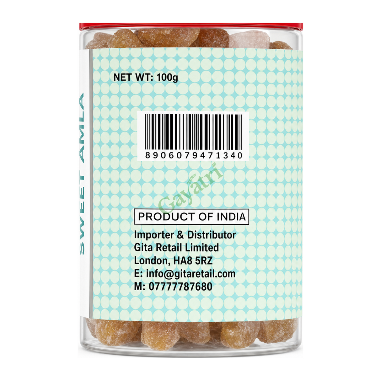 Sweet Amla by Mukhwas Bites — side panel, studio product photo on white background