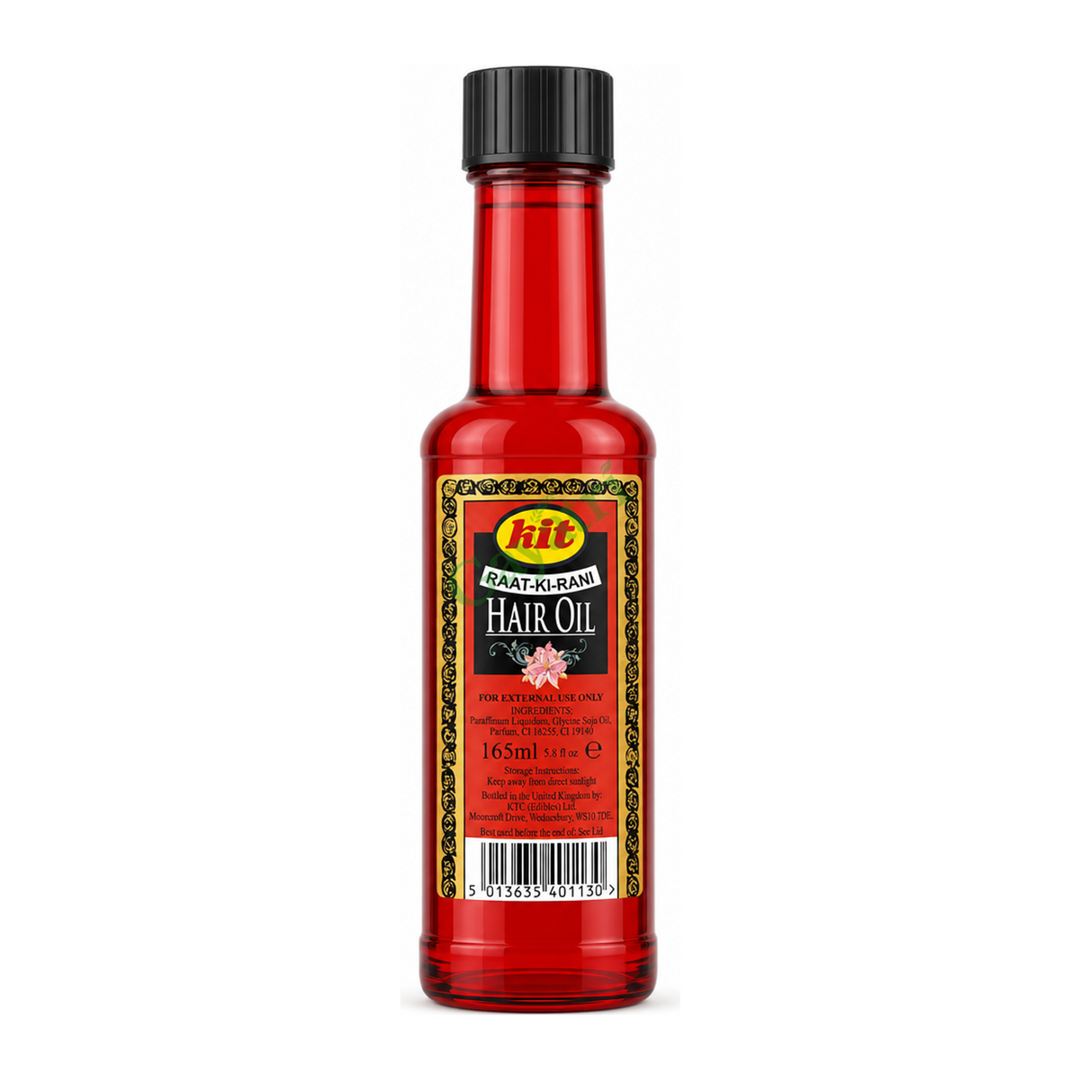 Raat-Ki-Rani Hair Oil by KTC — front view showing product label and branding, studio product photo on white background