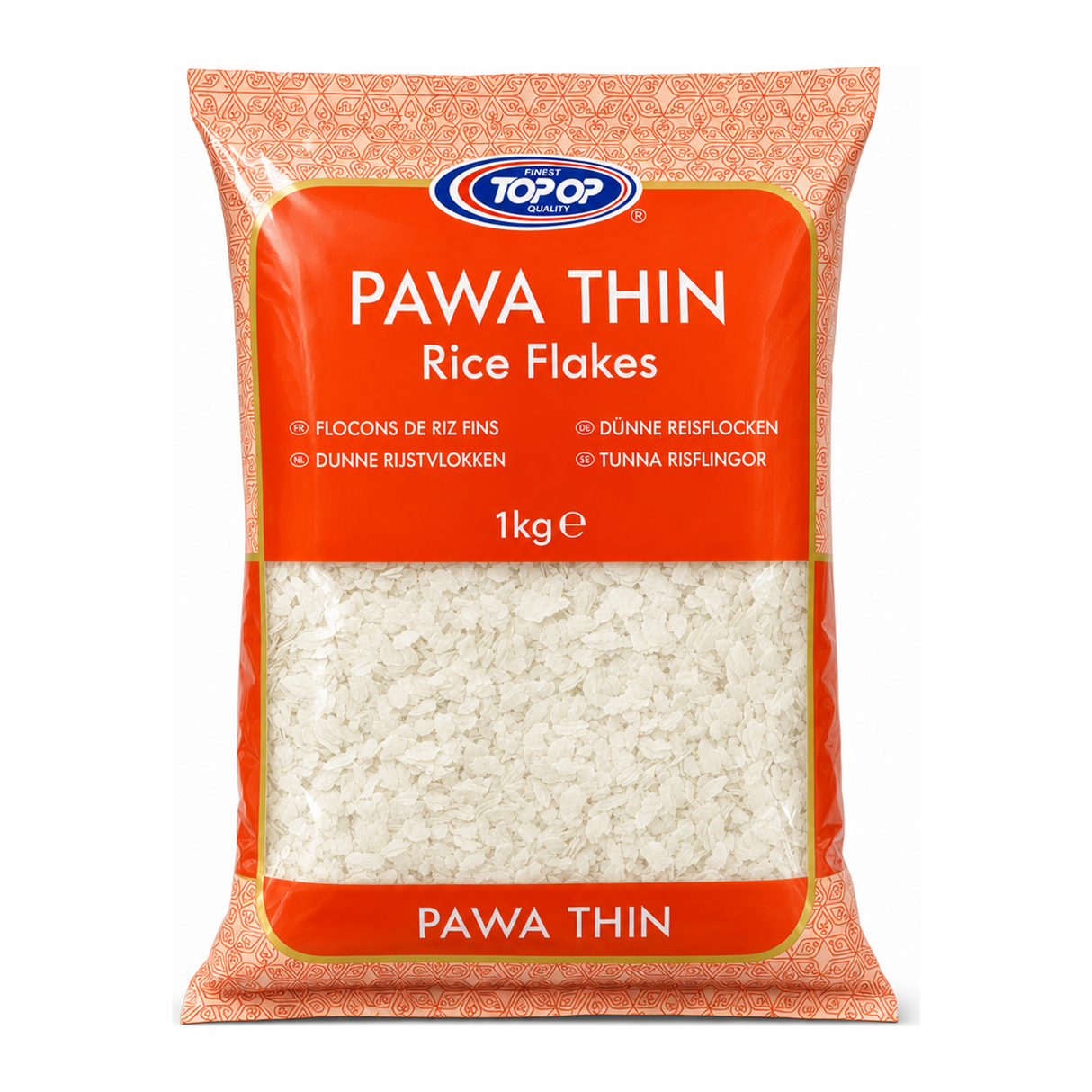 Pawa Thin Rice Flakes by Top-Op — front view showing product label and branding, studio product photo on white background