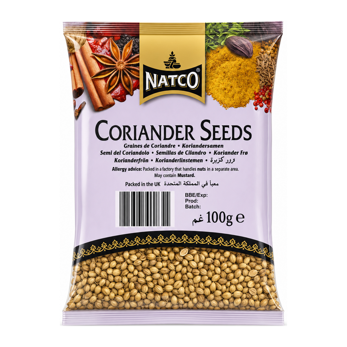 Natco Coriander Seeds 100g by Natco — front view showing product label and branding, studio product photo on white background