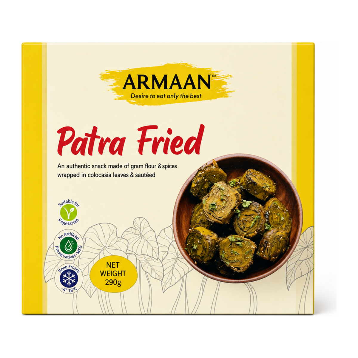 Armaan Patra Fried 290g by Armaan — front view showing product label and branding, studio product photo on white background