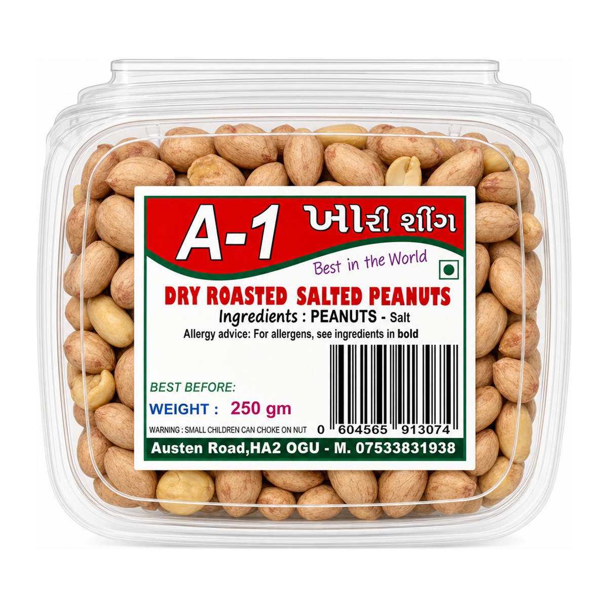 A-1 Dry Roasted Salted Peanuts by A-1 — front view showing product label and branding, studio product photo on white background