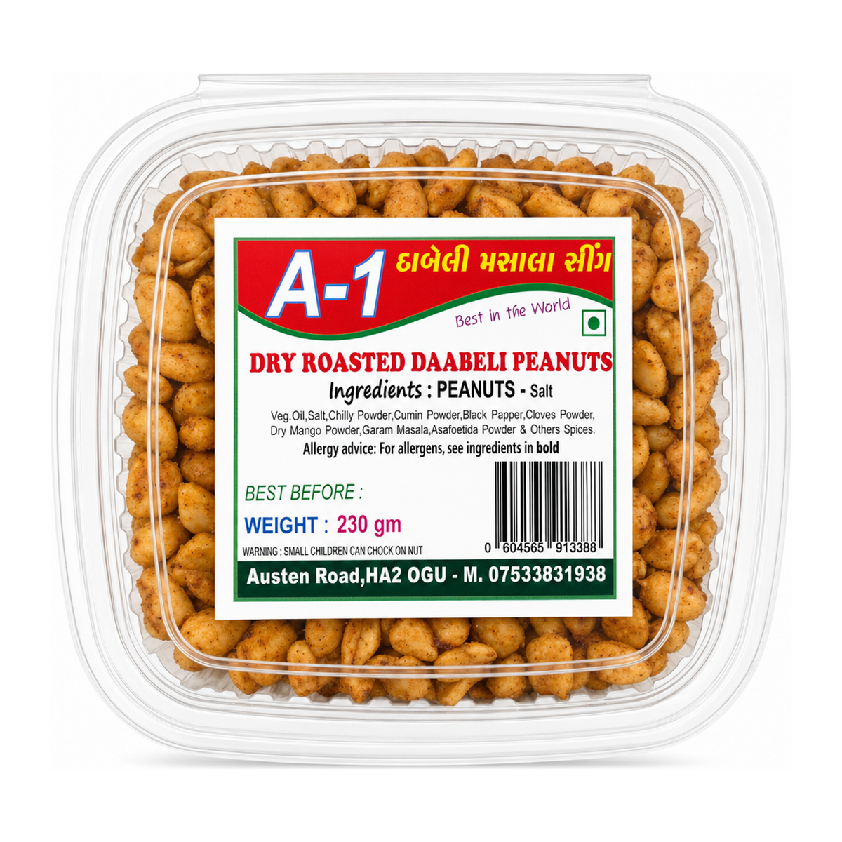 A-1 Dry Roasted Daabeli Peanuts by A-1 — front view showing product label and branding, studio product photo on white background