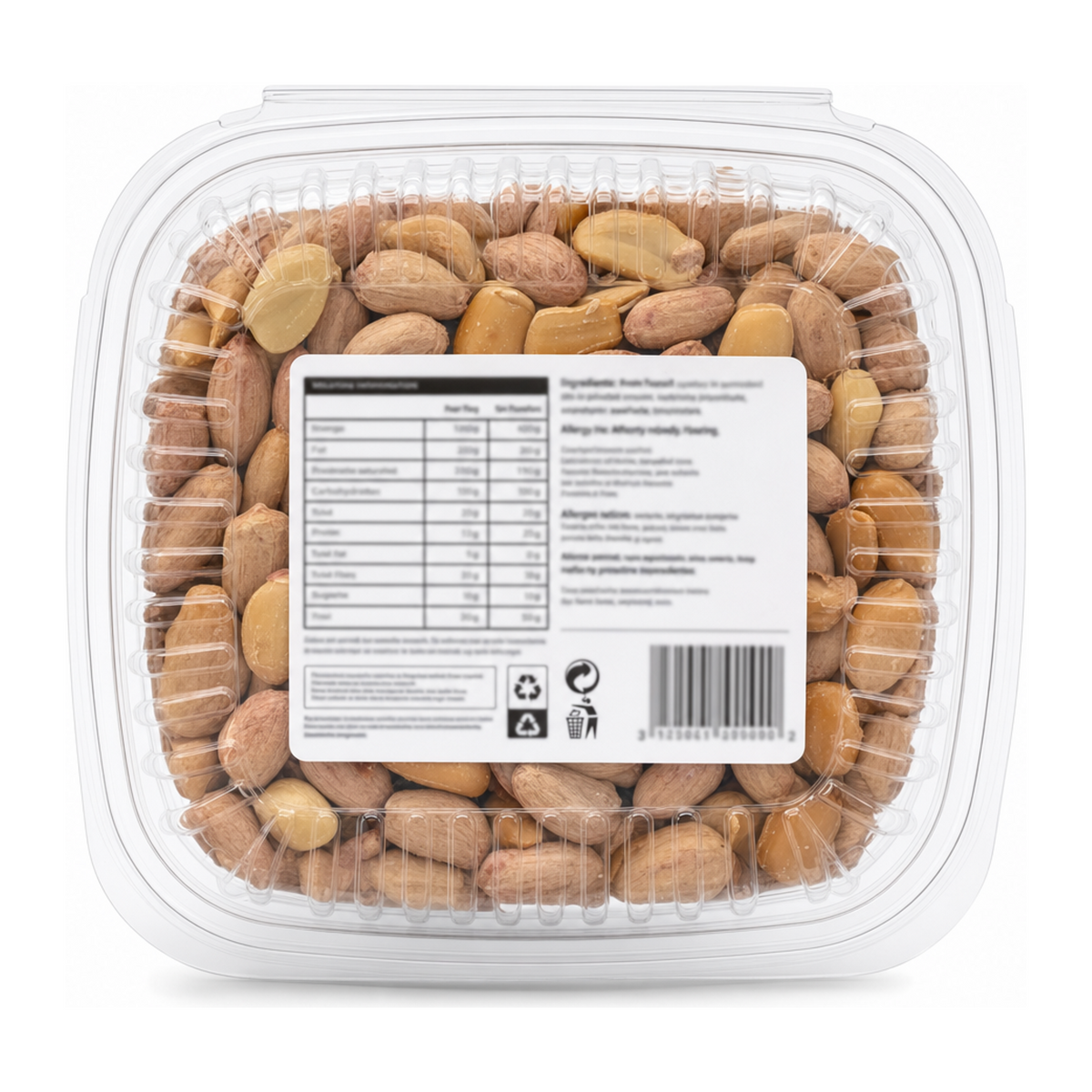 A-1 Dry Roasted Salted Peanuts by A-1 — back view showing ingredients and product details, studio product photo on white background
