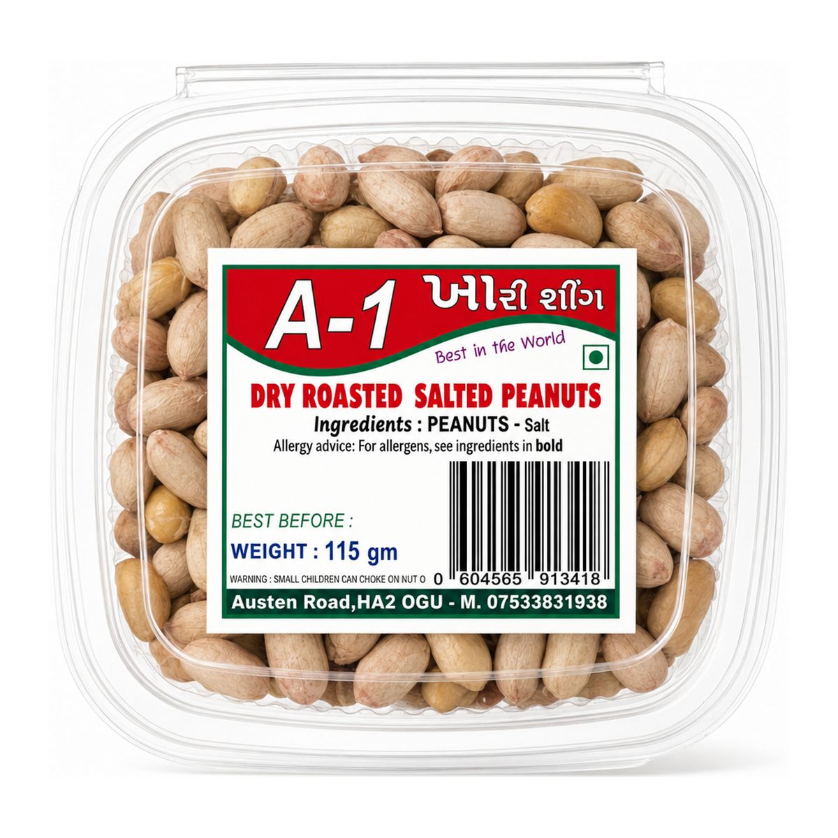 A-1 Dry Roasted Salted Peanuts by A-1 — front view showing product label and branding, studio product photo on white background