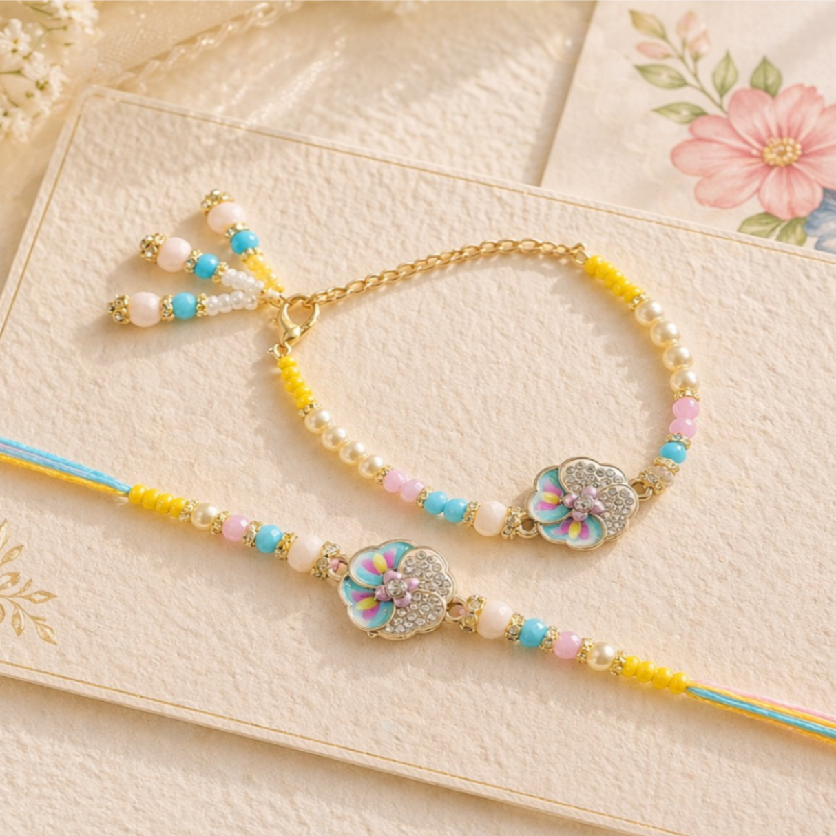 Bhai Bhabhi Rakhi | Floral | Pair | 1027