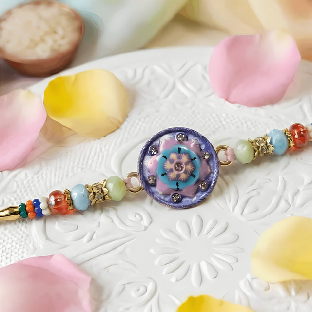 Bhai Rakhi | Pastel Enamel Floral | Single | 1074