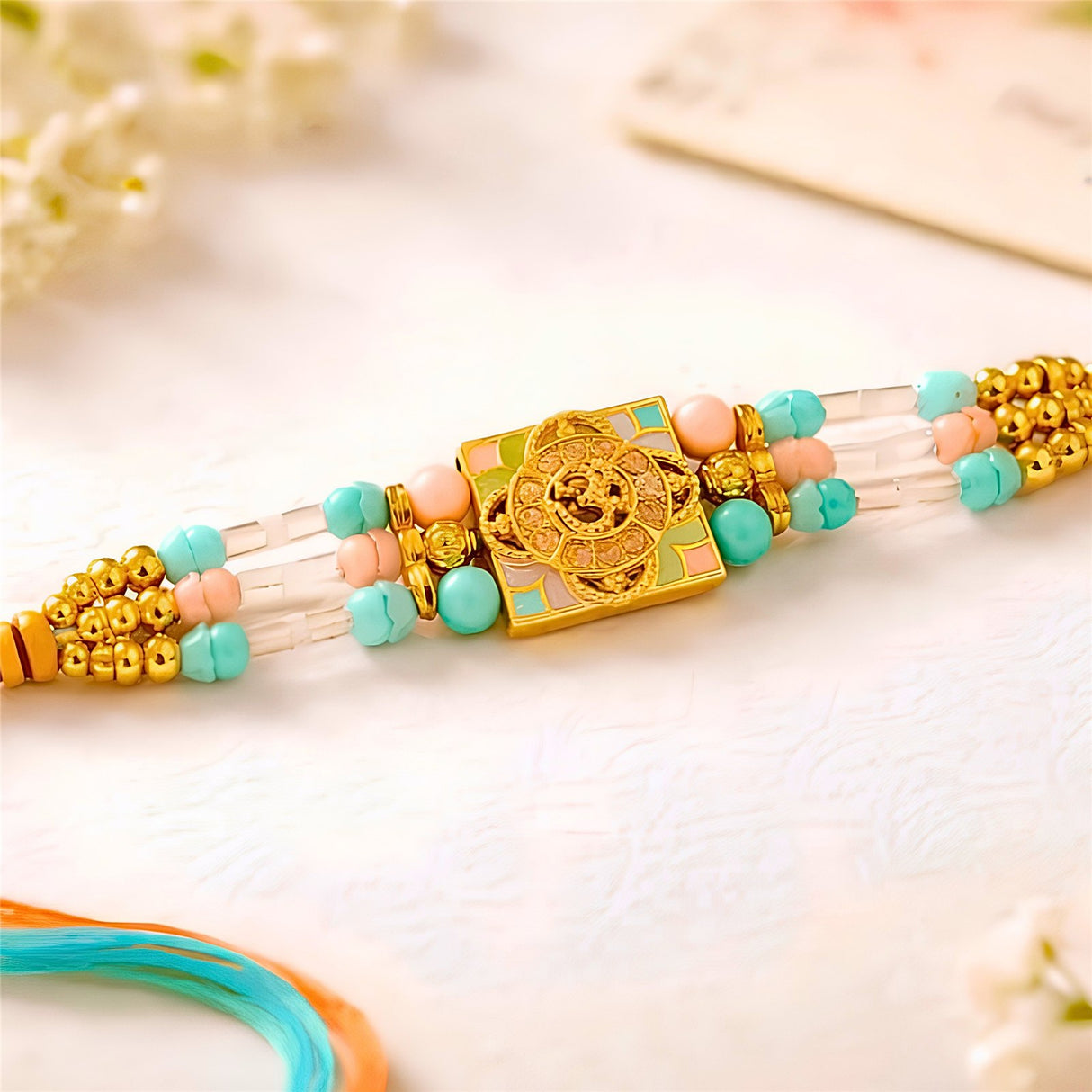 Bhai Rakhi | Turquoise Beaded | Single | 1079