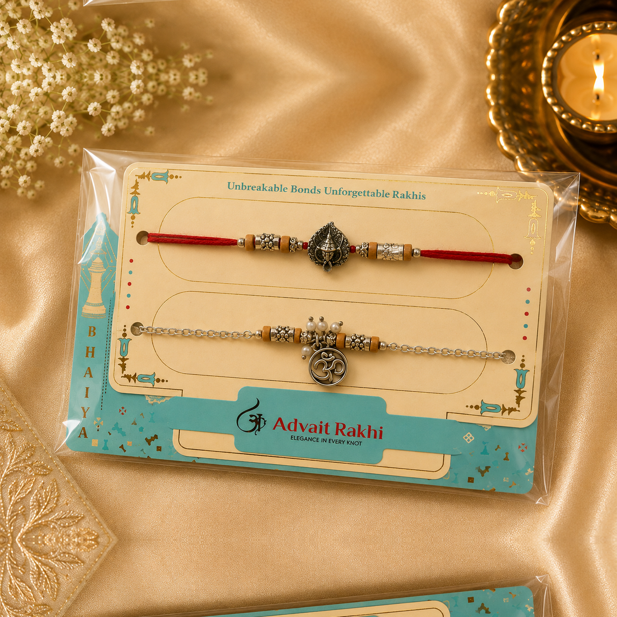 Bhai Bhabhi Rakhi | Oxidised Om and Paan | Pair | 1109