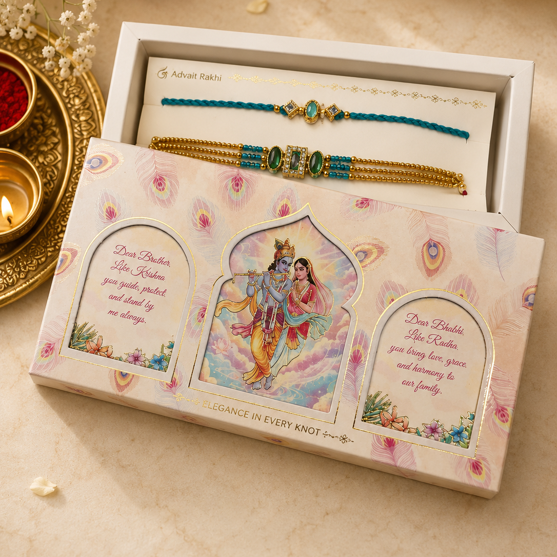Bhai Bhabhi Rakhi | Emerald Teal | Pair | 1113
