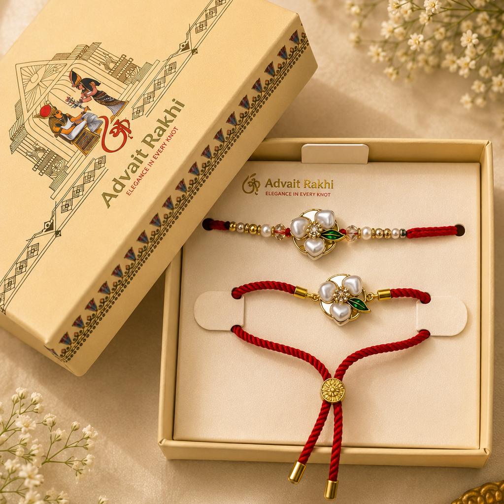 Bhai Bhabhi Rakhi | Royal Pearl Flower | Pair | 1127