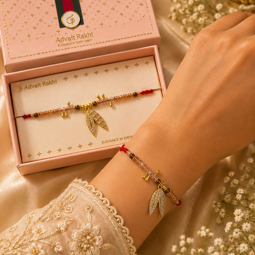 Bhabhi Rakhi | Gold Leaf Bracelet | Single | 1128