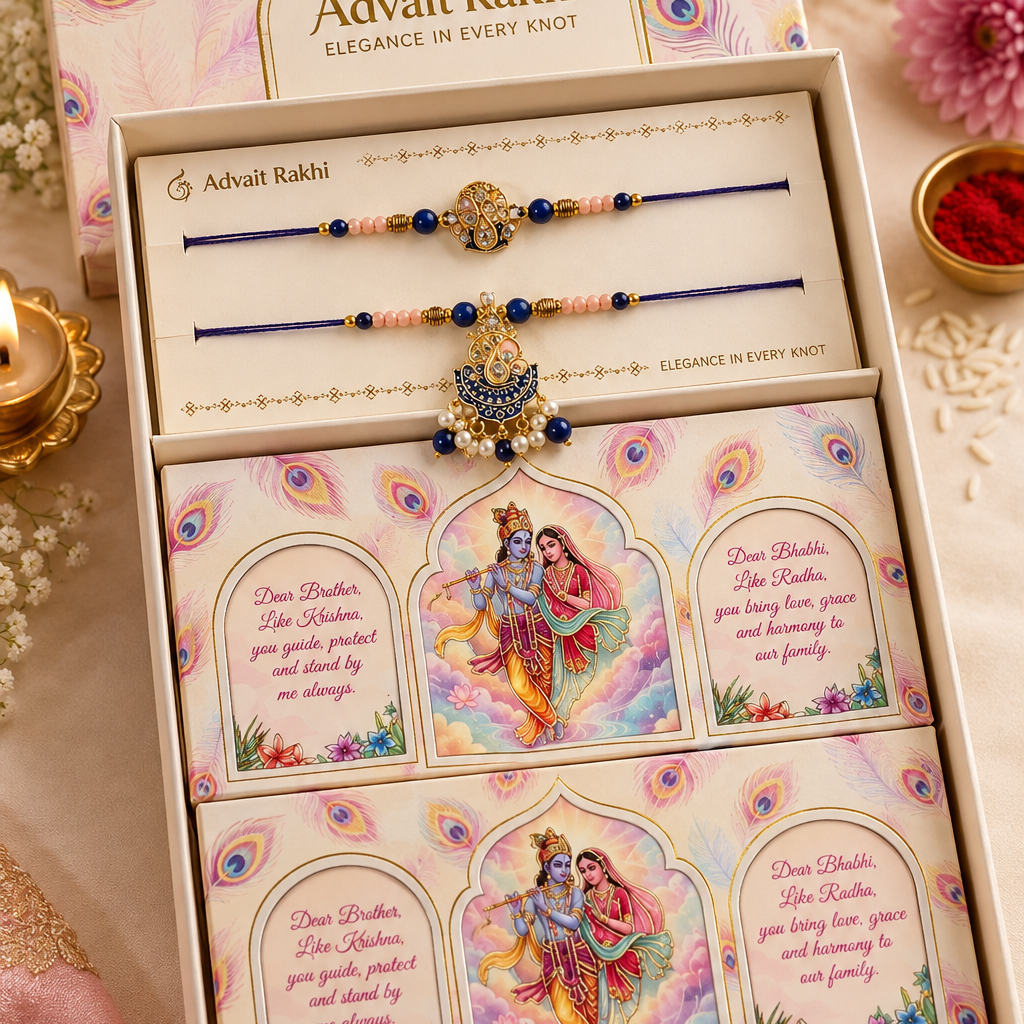 Bhai Bhabhi Rakhi | Navy Kundan Jhumka | Pair | 1132