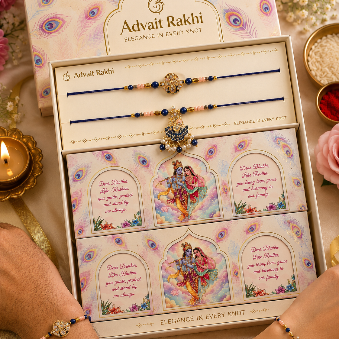 Bhai Bhabhi Rakhi | Navy Kundan Jhumka | Pair | 1132