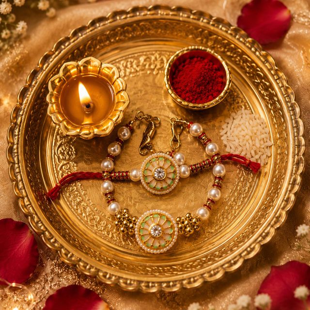 Bhai Bhabhi Rakhi | Pearl Blossom | Pair | 1169