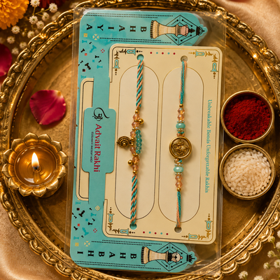 Bhai Bhabhi Rakhi | Turquoise Jhumka | Pair | 1172