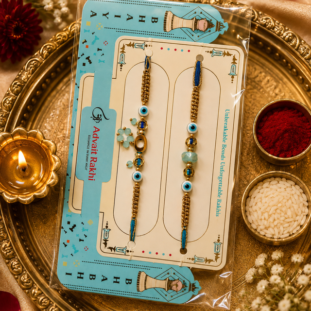 Bhai Bhabhi Rakhi | Golden Evil Eye | Pair | 1173