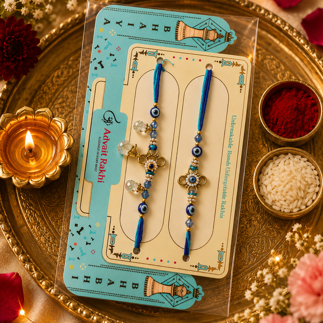 Bhai Bhabhi Rakhi | Sapphire Evil Eye | Pair | 1175