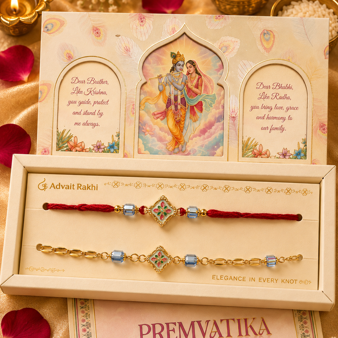 Bhai Bhabhi Rakhi | Blue Blossom | Pair | 1180