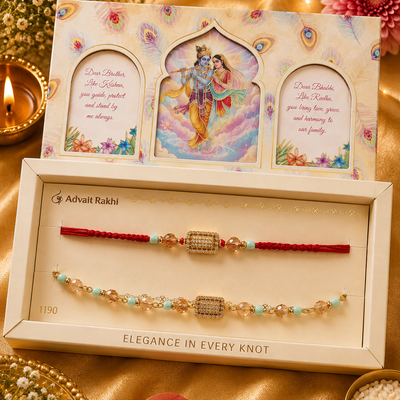 Bhai Bhabhi Rakhi | Champagne Crystal | Pair | 1190