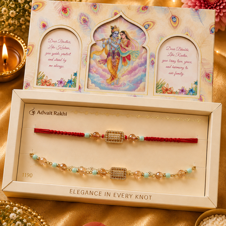Bhai Bhabhi Rakhi | Champagne Crystal | Pair | 1190