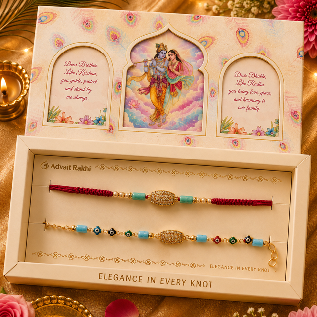 Bhai Bhabhi Rakhi | Turquoise Evil Eye | Pair | 1197