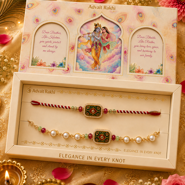 Bhai Bhabhi Rakhi | Emerald Tile | Pair | 1198