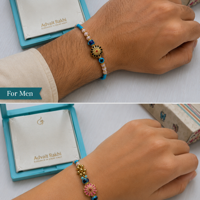 Bhai Bhabhi Rakhi | Turquoise Blossom | Pair | 2009