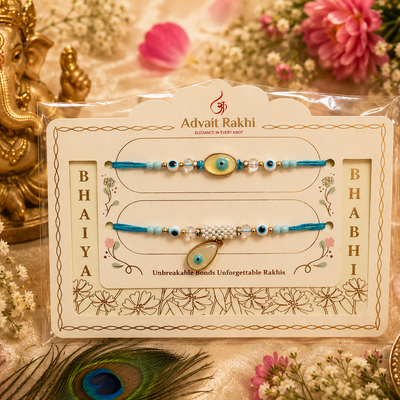 Bhai Bhabhi Rakhi | Aqua Evil Eye | Pair | 2014