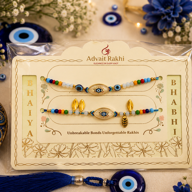 Bhai Bhabhi Rakhi | Rainbow Evil Eye | Pair | 2016