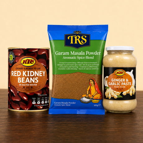Garam masala: Rajma Curry Starter Kit with KTC Canned Red Kidney Beans 400g, TRS Garam Masala Powder 100g and KTC Garlic & Ginger Paste 210g