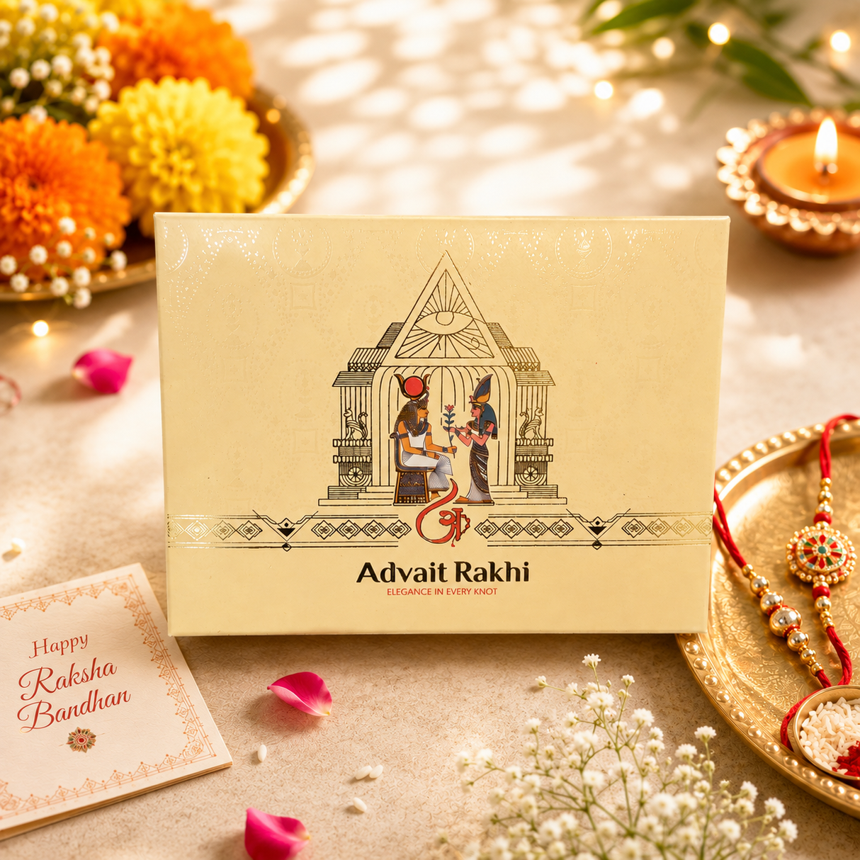 Designer Couple Rakhi | Om With Rudraksh | Pair | 2079