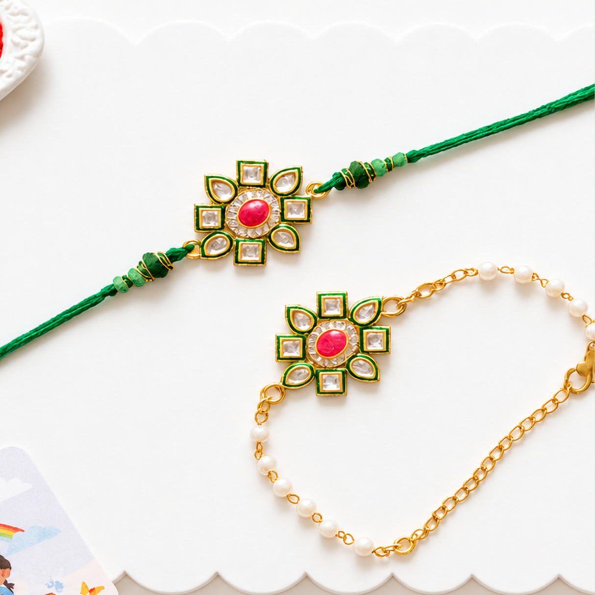 Bhai Bhabhi Rakhi | Kundan | Pair | 1018