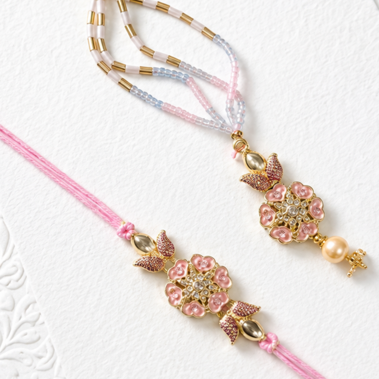 Bhai Bhabhi Rakhi | Floral Lumba | Pair | 1023