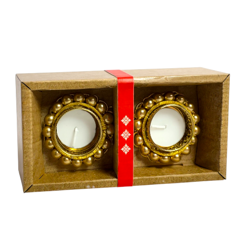 Golden Fancy Diya 2 - 2pcs