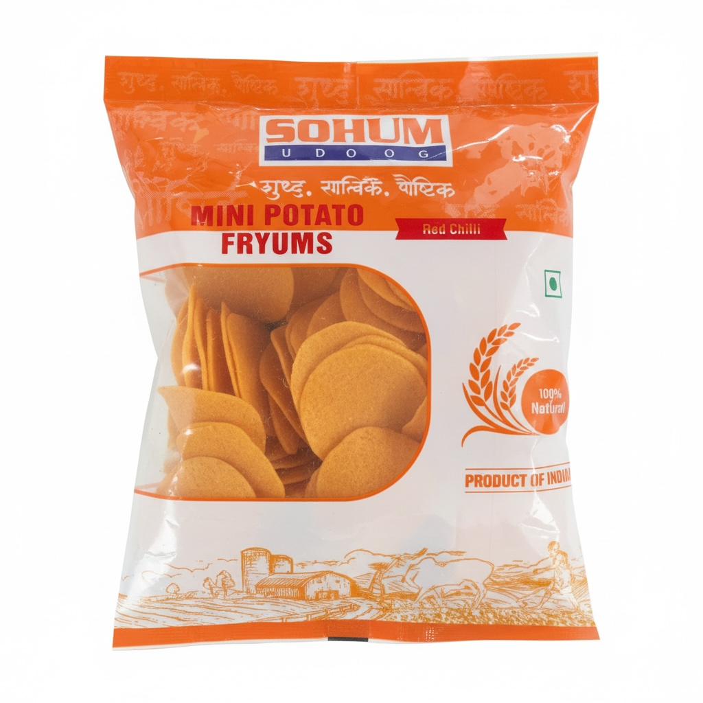 Sohum Red Chilli Mini potato Fryums 100g