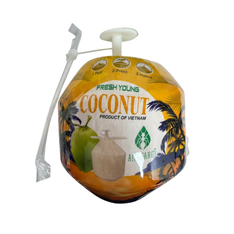 Young Coconut with Straw